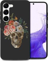 iMoshion Hoesje Geschikt voor Samsung Galaxy S23 Hoesje Siliconen - iMoshion Design hoesje - Meerkleurig / Flower Skull