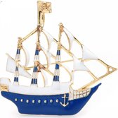 Zelto-Zeiljacht-Broche-Boot-Schip-Blauw-Wit-Zelto-Broche Zeilboot