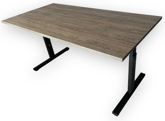Instelbaar bureau (in hoogte verstelbaar) - logan donker eiken - zwart onderstel - 180 x 80 - NIEUW - height adjustable desk - gaming desk - computertafel - thuiswerken