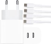 USB-C Snellader 35W + 2x USB C Kabel - 1M - Geschikt voor Snellader S23/S22/S21/S20/Fold/Flip/Tab A8/ S8/ S7/ A13/ A22/ A53