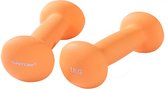 Bol.com Tunturi Dumbbell set - 2 x 10 kg - Neopreen - Fluor Oranje - Incl. gratis fitness app aanbieding