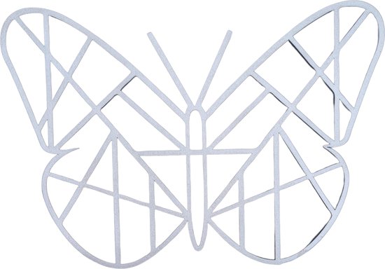 Djemzy - muurdecoratie woonkamer - wanddecoratie - hout - dieren - geometrisch - vlinder - zilver - 6 mm mdf