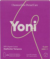 Yoni 100% Biologisch Katoenen Tampon – Super – met inbrenghuls - 56 Tampons