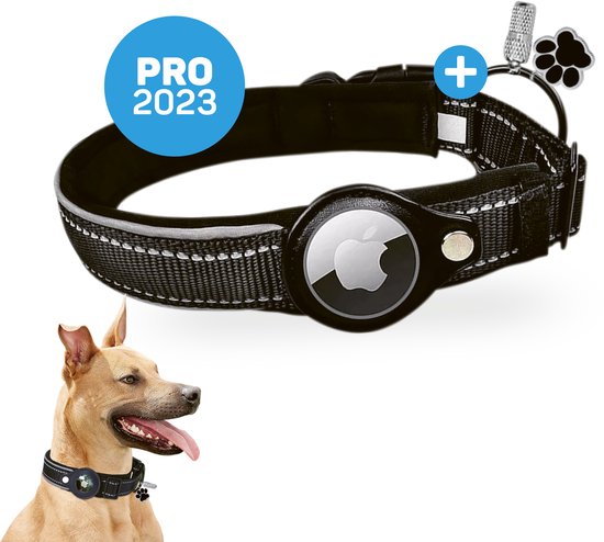 Vulpes Goods® Pets - Hondenhalsband geschikt voor Apple AirTag - Apple Airtag Halsband voor Honden Pro - Veilig, lichtgewicht, reflecterend & comfortabel - Anti-kras en Waterbestendig - Incl. 2 accessoires - 36-44 CM - M