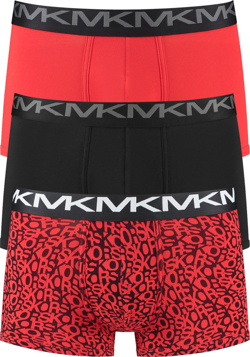 Michael Kors lage heren boxers kort (3-pack) - zwart - print - rood - Maat: S