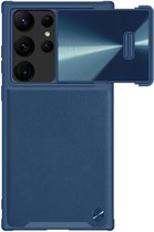 Nillkin Leather CamShield S Samsung Galaxy S23 Ultra Hoesje met Camera Slider Blauw