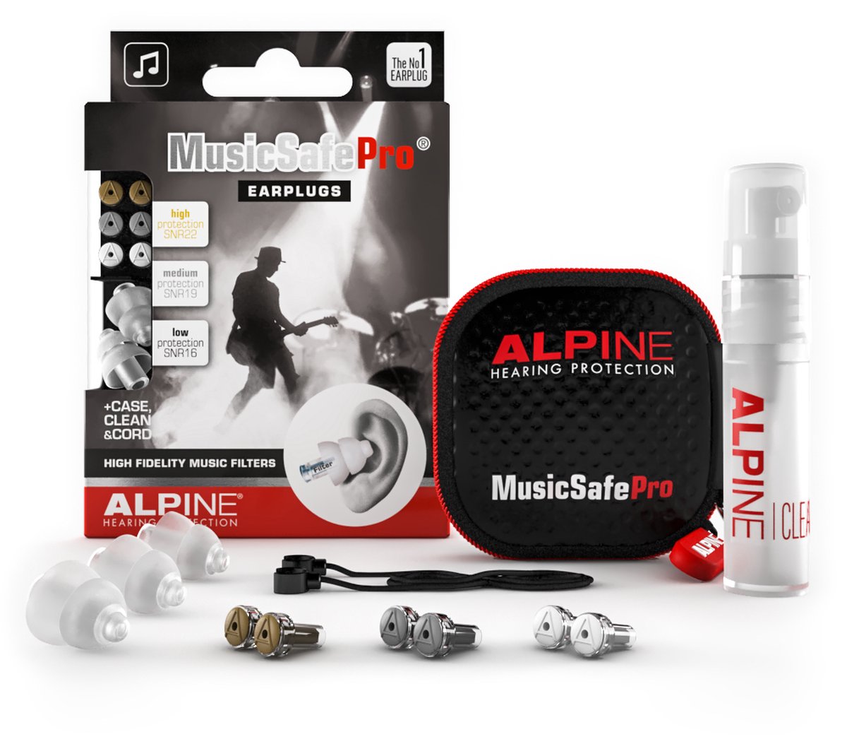 Alpine MusicSafe Pro - Muziek Oordoppen - Gehoorbescherming voor muzikanten, DJ's en geluidtechnici - 3 verwisselbare filters 16dB/19dB/22dB - Geschikt voor Festivals, Events en Concerten - Transparant - Alpine Hearing protection