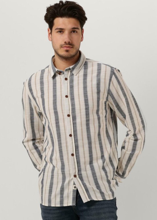Anerkjendt Akleif L/s Stripe Shirt - met lange mouwen - Heren Gebroken wit - Maat XL