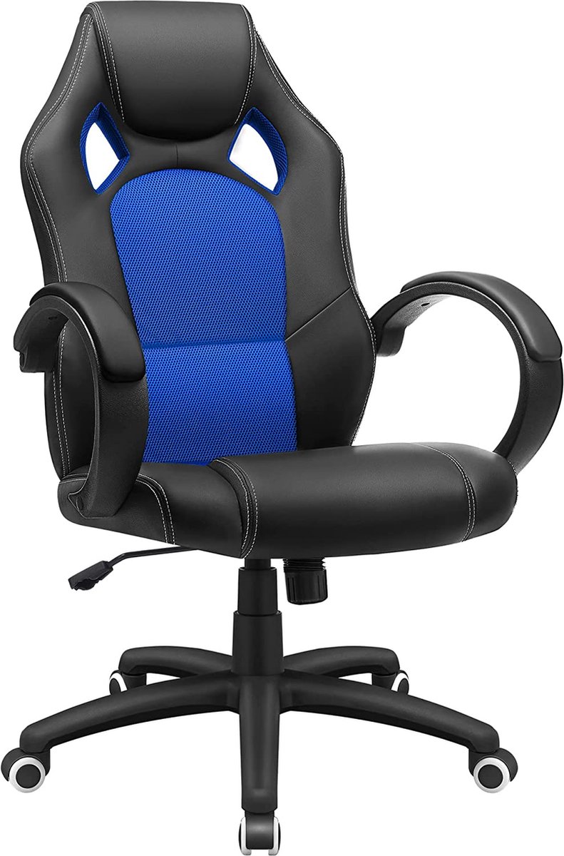 RESKO - Racing stoel- Bureaustoel - Gaming stoel - Directiestoel - Draaistoel - Zwart-blauw