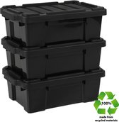 IRIS Powerbox Robuust Opbergbox - 12,5L - 100% Recycled Kunststof - Zwart - Set van 3