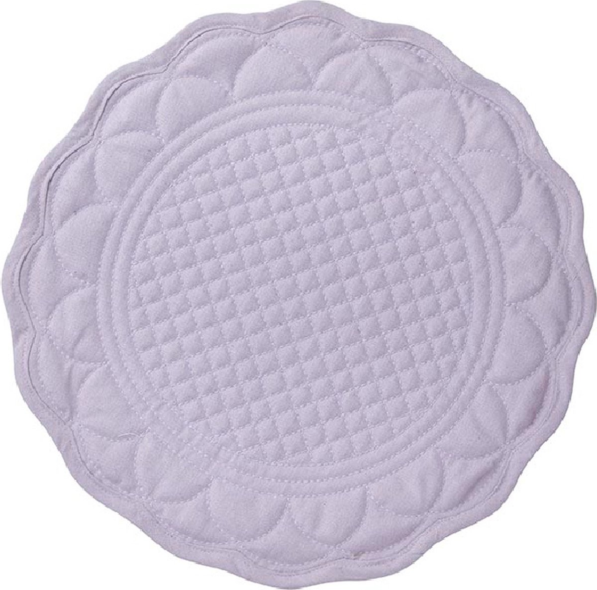 Bungalow ronde, katoen-linnen doorgestikte lila placemat Mirra, set van 4 stuks