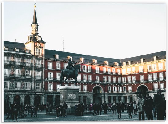 WallClassics - Plaque de Mousse PVC - Place de Madrid - Plaza Mayor - Photo 40x30 cm sur Plaque de Mousse PVC (Avec Système d'accrochage)