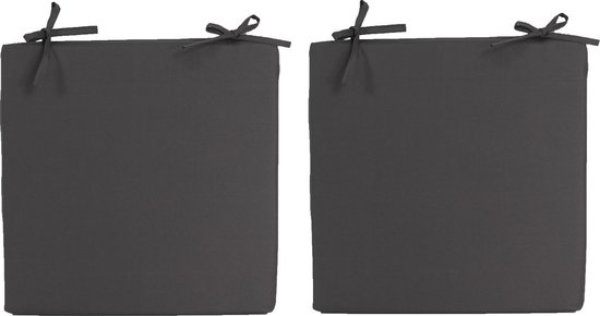 6x Stoelkussens voor binnen- en buitenstoelen in de kleur antraciet grijs 40 x 40 cm - Tuinstoelen kussens