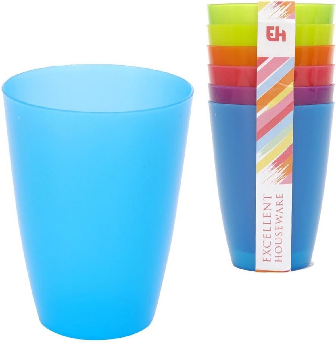Goedkoopste 24x Gekleurde drinkbekers/mokken kunststof 10 cm - Limonade bekers - Campingservies/picknickservies