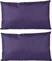 6x Bank/sier kussens voor binnen en buiten in de kleur paars 30 x 50 cm - Tuin/huis kussens