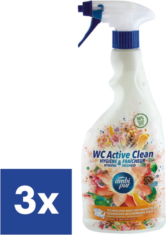 Activ Clean Ambi Pur Activ Clean Toilet Spray - 3 x 750 ml | bol