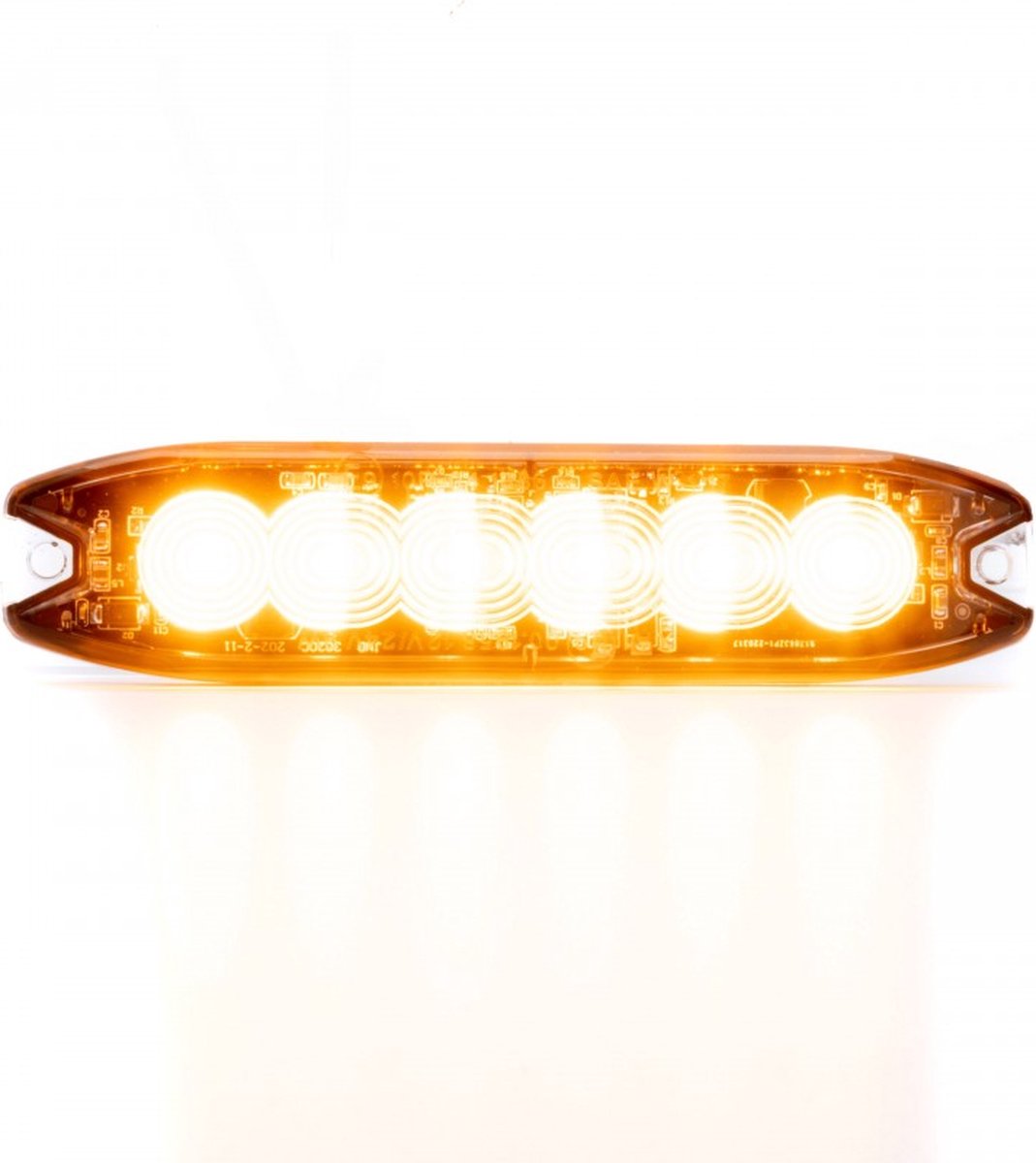 LED Flitser 12/24V 6x3W - 15 Flits patronen - Oranje - Dun model 13x3x0,9 cm - ECE R65 / R10
