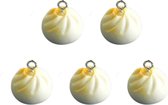 Hangers sieraden maken - set 5 hangers dumpling wit - bedels - creatief - ketting - armband - oorbellen
