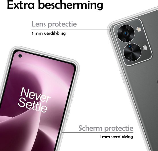 Coque OnePlus Nord 2T Coque arrière en Siliconen avec protection d'écran - Coque OnePlus Nord 2T - Transparente