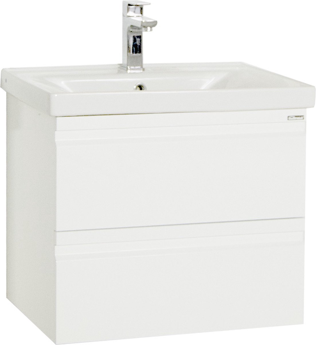 VCM 2-tlg. Waschplatz Waschtisch 60 cm Badmöbel Set Waschbecken grifflose Schublade Silora L