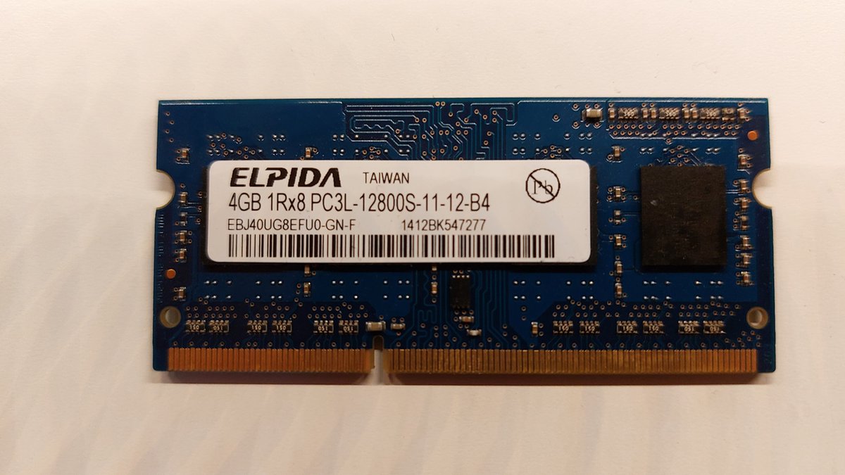elpida 4GB 1Rx8 PC3L-12800S-11-12-B4 S0dimm EBJ40UG8EFU0-GN-F DDR3 laptop geheugen