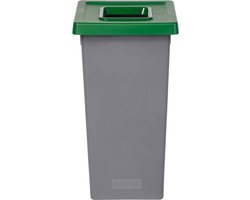 Plafor Fit Bin, Prullenbak voor afvalscheiding - 75L – Grijs/Groen - met 5 gratis stickers – recycle – afvalbak - vuilnisbak – afvalemmer – afvalscheiding – vuilnisemmer – sorteerafvalemmer – recycling – hygiënisch - kantoor - keuken