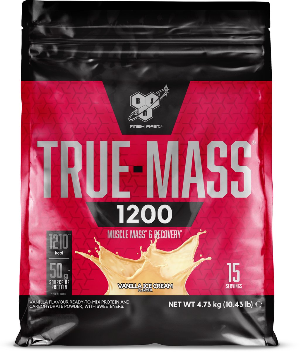 Goedkoopste BSN True Mass 1200 - Mass Gainer - Weight Gainer - Vanilla - 15 doseringen (4800 gram