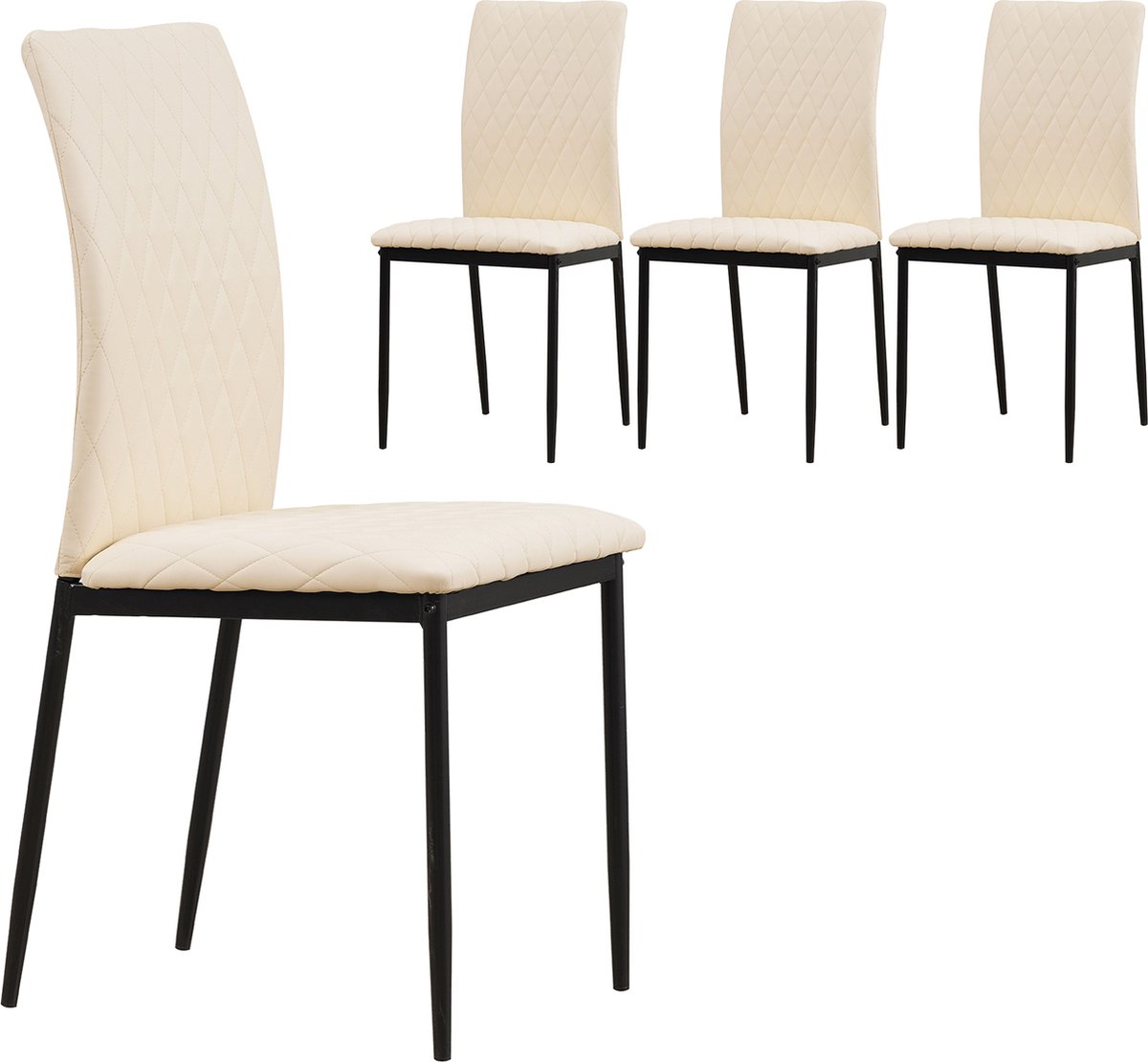 Albatros Eetkamerstoelen Imola Set van 4, Beige - Classy Italiaans Ontwerp, Kunstlederen Bekleding, Comfortabele Gestoffeerde Stoel - Moderne Keukenstoel, Eetkamerstoel of Eettafelstoel