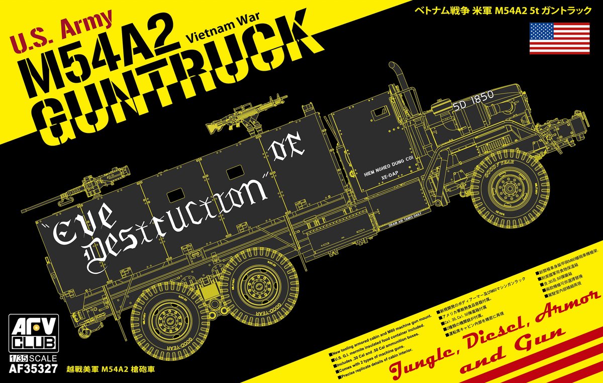 AFV Club Modelbouwpakket Militaire voertuigen - 35327 M54A2 5-ton Gun truck - Eve of Destruction Plastic - 1:35 - Modelbouw