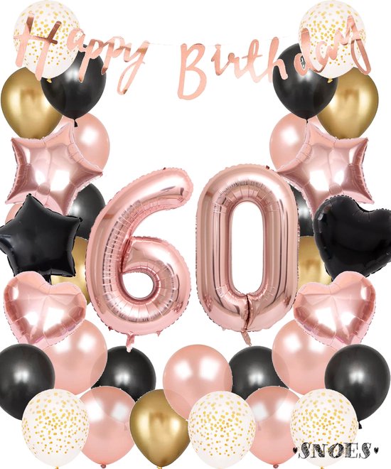 FolieBallon 60 jaar happy birthday Pink 43cm