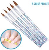 Acryl penselen- 5 stuks - Acryl nagels- Arcylpenselen- Acryl- Nagels- Polygel- Nagellak- Gelnagels- Gereedschap- Nagelstyliste- Gellak- Nagelgereedschap- Nail art