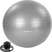 Yoga - Ballon de Yoga - Ballon de Pilates - Ballon de Yoga 75 cm - Ballon de Fitness - Ballon de Fitness 75 cm - Pompe incluse - Argent