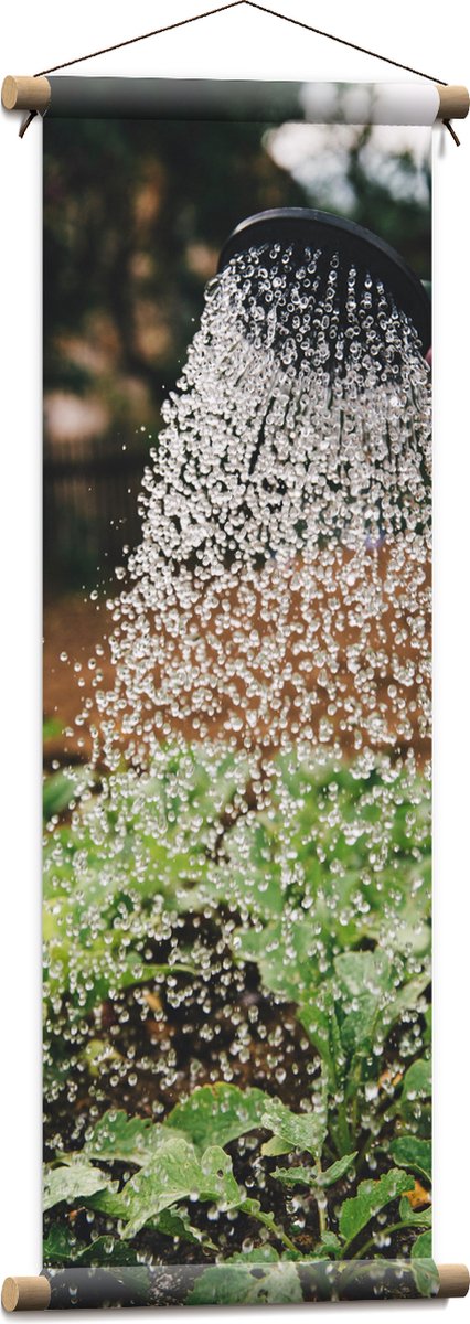 Textielposter - Planten Water Geven met Gieter - 30x90 cm Foto op Textiel