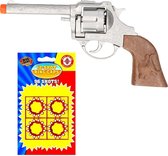 Cowboy speelgoed revolver/pistool metaal 12 schots met plaffertjes