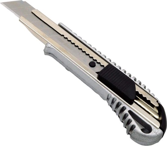 Julido Cuttermes, 24 stuks, tapijtmessen voor professionals, met 9 mm afbreekmes, werkmes van gegoten aluminium, multifunctioneel mes voor tapijt, karton, knutselen, licht en nauwkeurig