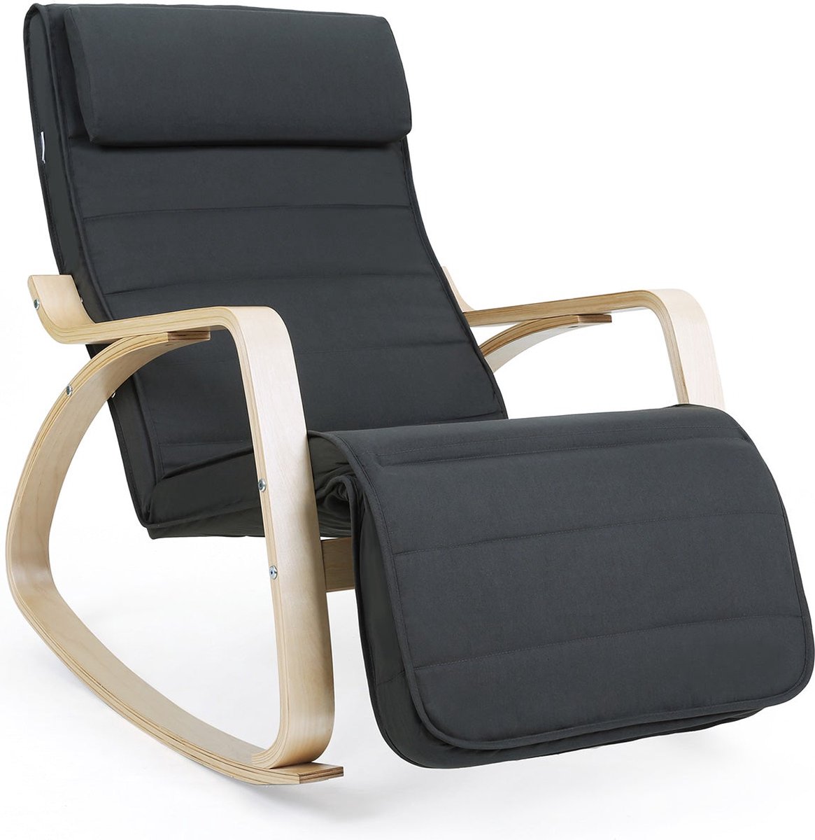 Schommelstoel - Relaxstoel - Loungestoel - 5-voudig verstelbaar voeteneinde - Grijs