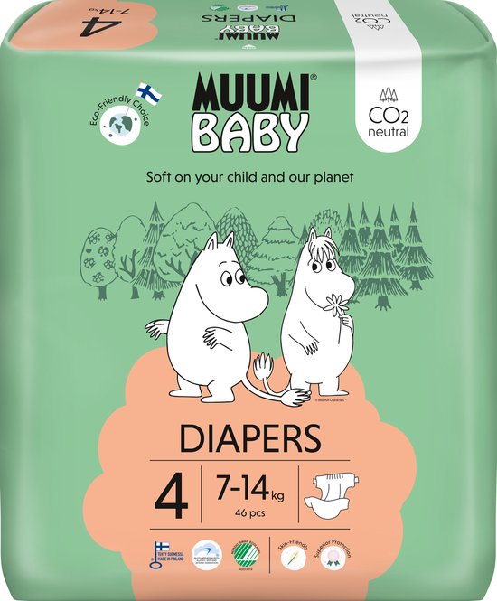 Eco Muumi Baby luiers maat 4 - 7-14 kg - 46 stuks - ecologisch | bol.com