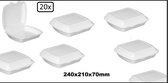 20x Menubox 1 vaks wit - suikerriet - take away maaltijd bezorging eten food bak vakken maaltijdbox menu afhaal