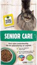 VITALstyle Senior Care - Kattenbrokken - Extra Ondersteuning Voor De Oudere Kat - Met o.a. Brandnetel & Zoethoutwortel - 1,5 kg