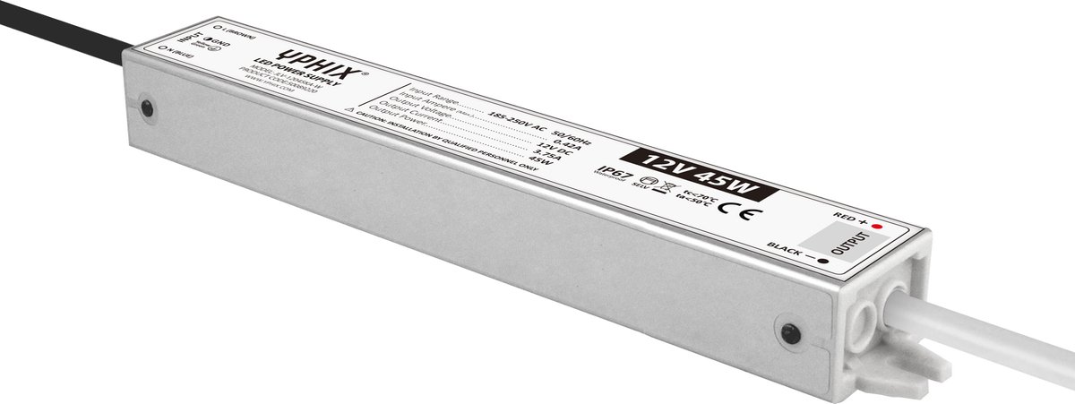 LED transformator 12V 3,75A Max. 45W IP67