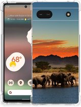 Bumper Hoesje Google Pixel 6A Telefoonhoesje met doorzichtige rand Olifanten