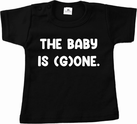 Shirt verjaardag 1 jaar-the baby is g one-korte mouw-zwart-Maat 80