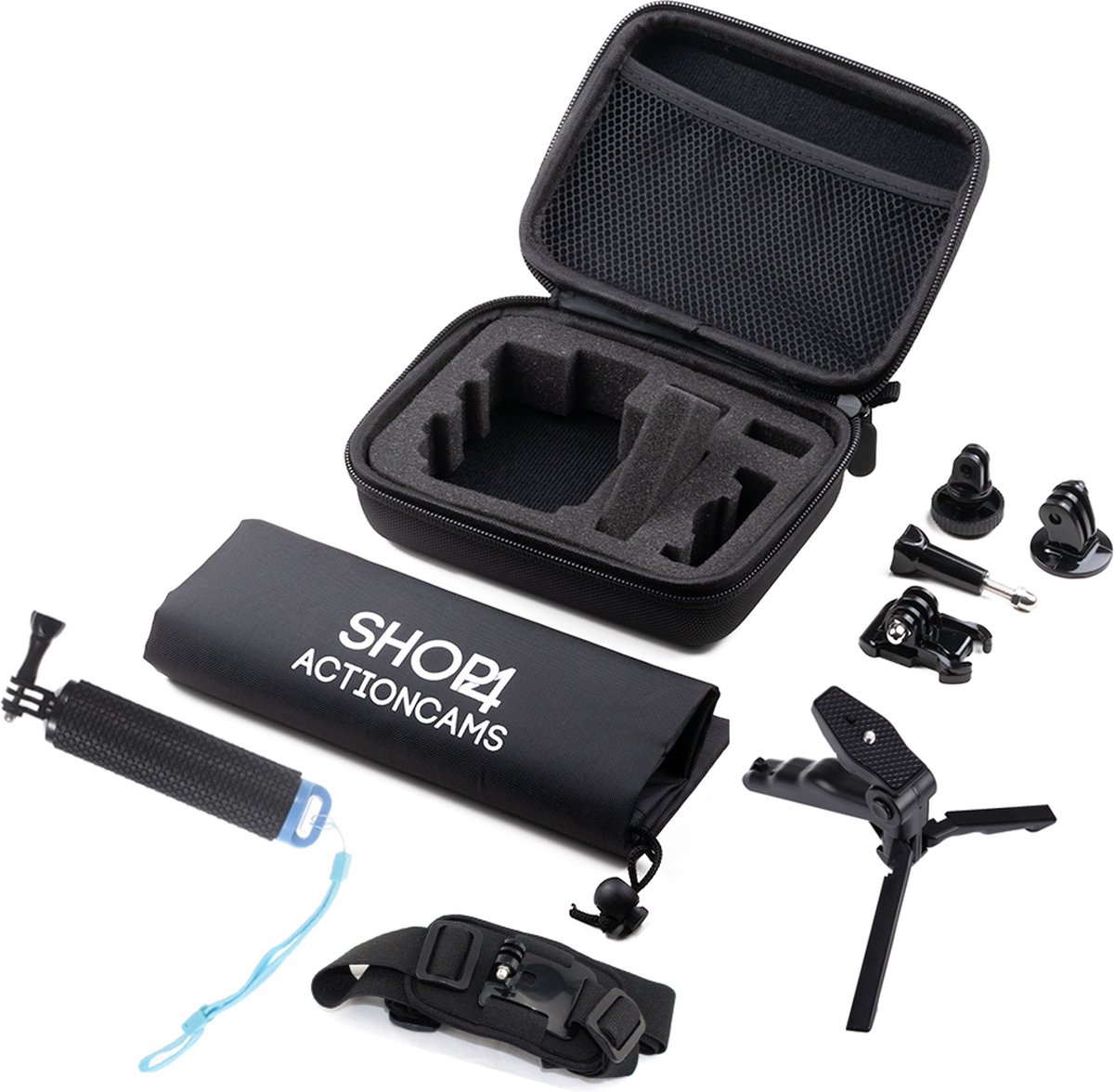 Shop4 - Actioncam Accessoires Set Middel met Opbergtas / Actioncam Accessoires Kit