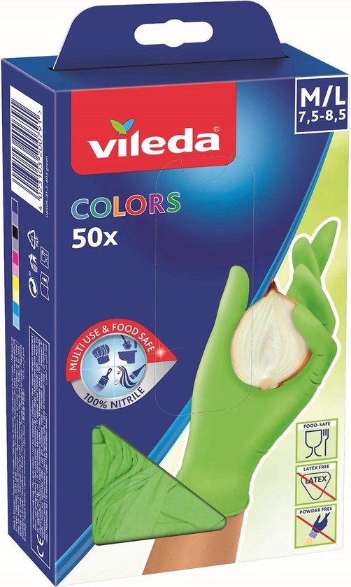 Nettoyant anti-moisissure HG 1L (2 pièces x 500ML) + 50 gants Vileda Colors  sans latex