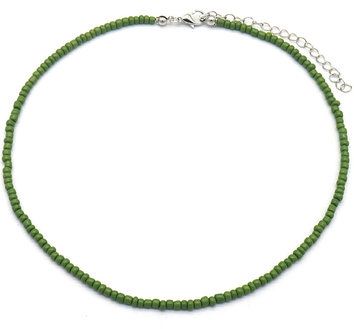 Ketting met Glaskralen - Verstelbaar 37-44 cm - Groen