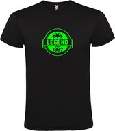 Zwart T-Shirt met “Legend sinds 1997 “ Afbeelding Neon Groen Size XXXXL