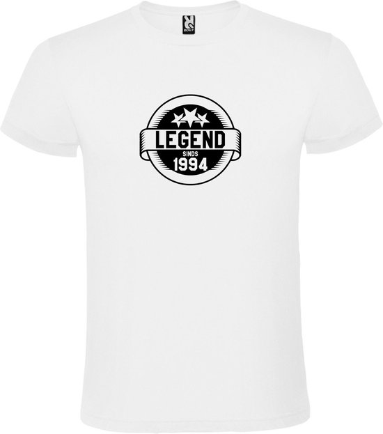 Wit T-Shirt met “Legend sinds 1994 “ Afbeelding Zwart Size XXXXL