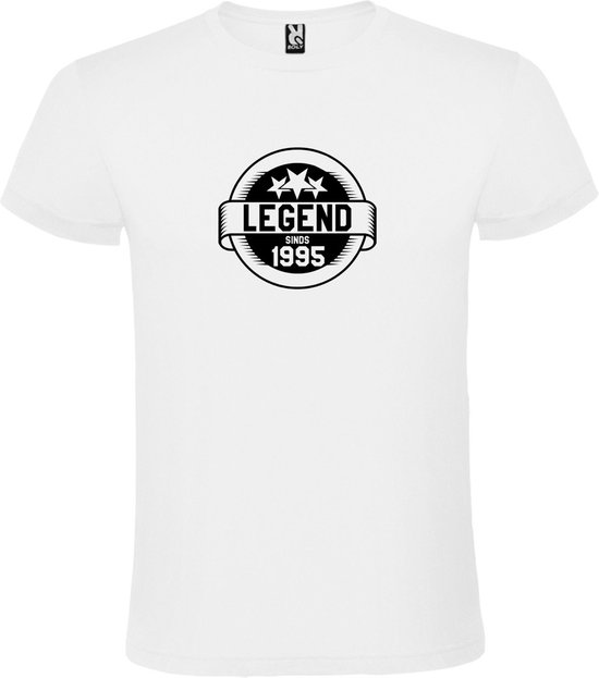 Wit T-Shirt met “Legend sinds 1995 “ Afbeelding Zwart Size XS