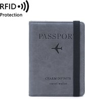 Porte-passeport de Luxe | Safe -passeport RFID | Passeport Cas | Couvercle de protection | Couleur : Gris