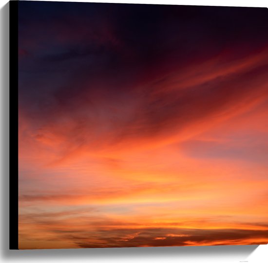 Canvas - Oranjekleurige Lucht van Zonsondergang - 60x60 cm Foto op Canvas Schilderij (Wanddecoratie op Canvas)